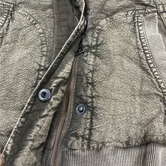 [S] Daily Practice Anthropologie Women's Tan Green Utility Bomber Crop Jacket - Picture 3 of 10